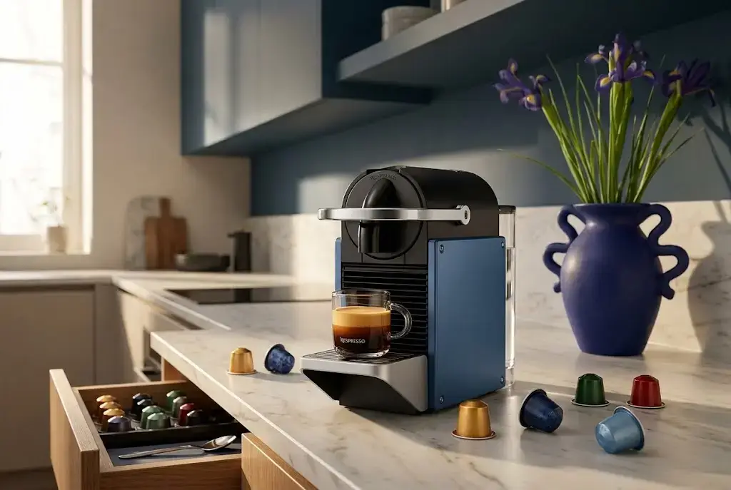 Cafeteira Nespresso Pixie em cozinha moderna